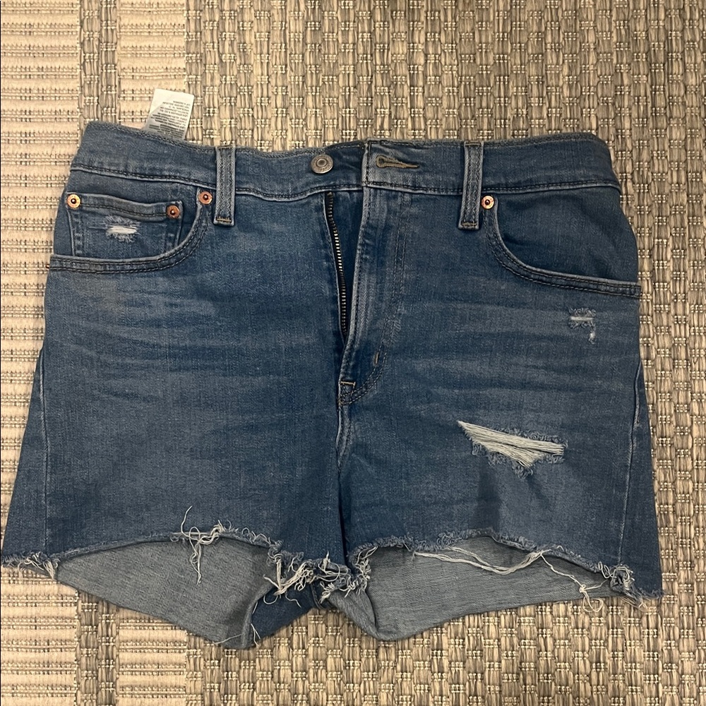 Levi's Dark Blue Distressed Jean Shorts